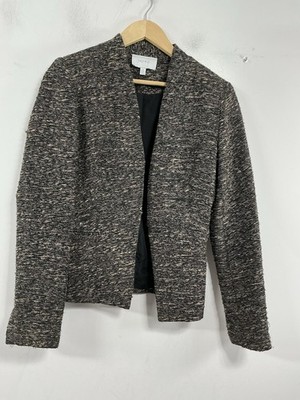 Womans Excellent Condition Jayee Long Sleeve Lined Blazer M Brown Tweed