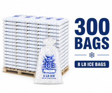 8 LB Ice Bags Drawstring Heavy Duty Clear Plastic Leak Proof Bulk 100,300,500