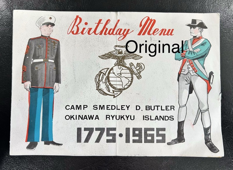 1965 U.S. Marine Corps Birthday Ball Menu/Post Card Original Okinawa Japan Rare