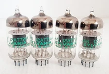 Matched Quad Sylvania JAN 12AT7 WA Preamp Tubes 1967  - Black Plates O Getters