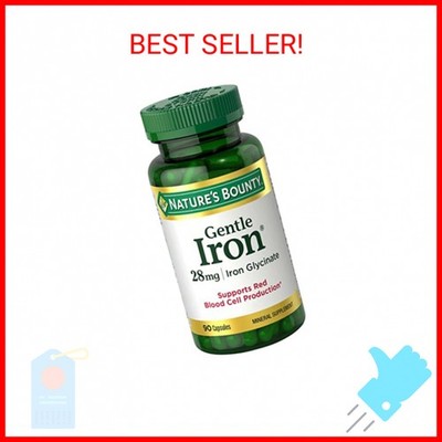 Nature s Bounty Gentle Iron 28 mg Capsules with Vitamin C, Folic Acid, Vitamin B