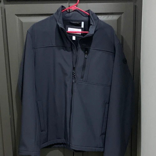 Calvin Klein Men's Black Softshell Jacket L Full Zip Stand-Up Water Resistant video thumbnail