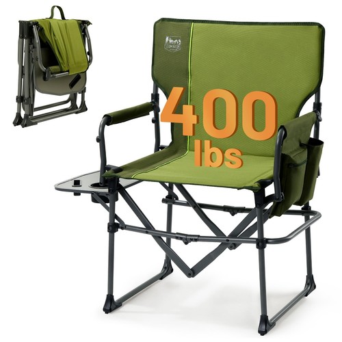 Heavy Duty Camping Chair with Compact Size, Portable Directors Chair with Sid...