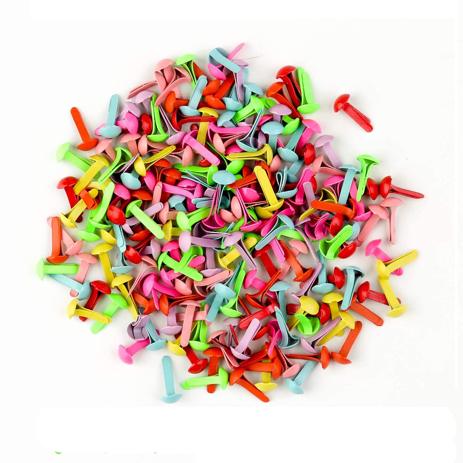 Split Pins,200 Pcs Mini Brads Metal Paper Fasteners Coloured 11mm, Assorted