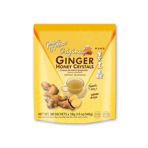 Prince of Peace Ginger Honey Crystals Instant Tea Original 30 Count Pack of 6