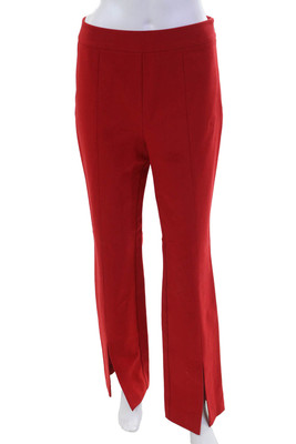 10 Crosby Derek Lam Womens Cotton Mid-Rise Zip Up Straight Leg Pants Red Size 6