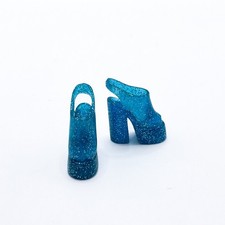 Fashion Fever Blue Chunky Glittery Heels Translucent Barbie Doll Shoes