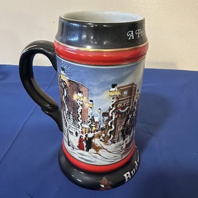 Vintage 1992 Budweiser Holiday Stein '' A Perfect Christmas   Collector s Series