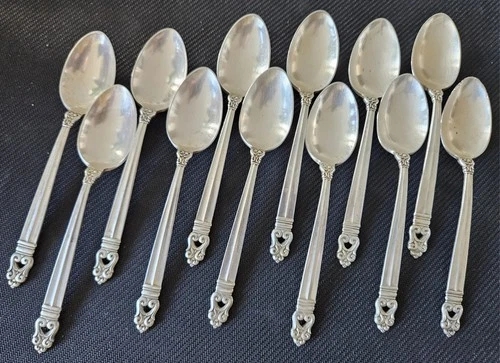 Lot 12 International Sterling Royal Danish Teaspoons 410 Grams