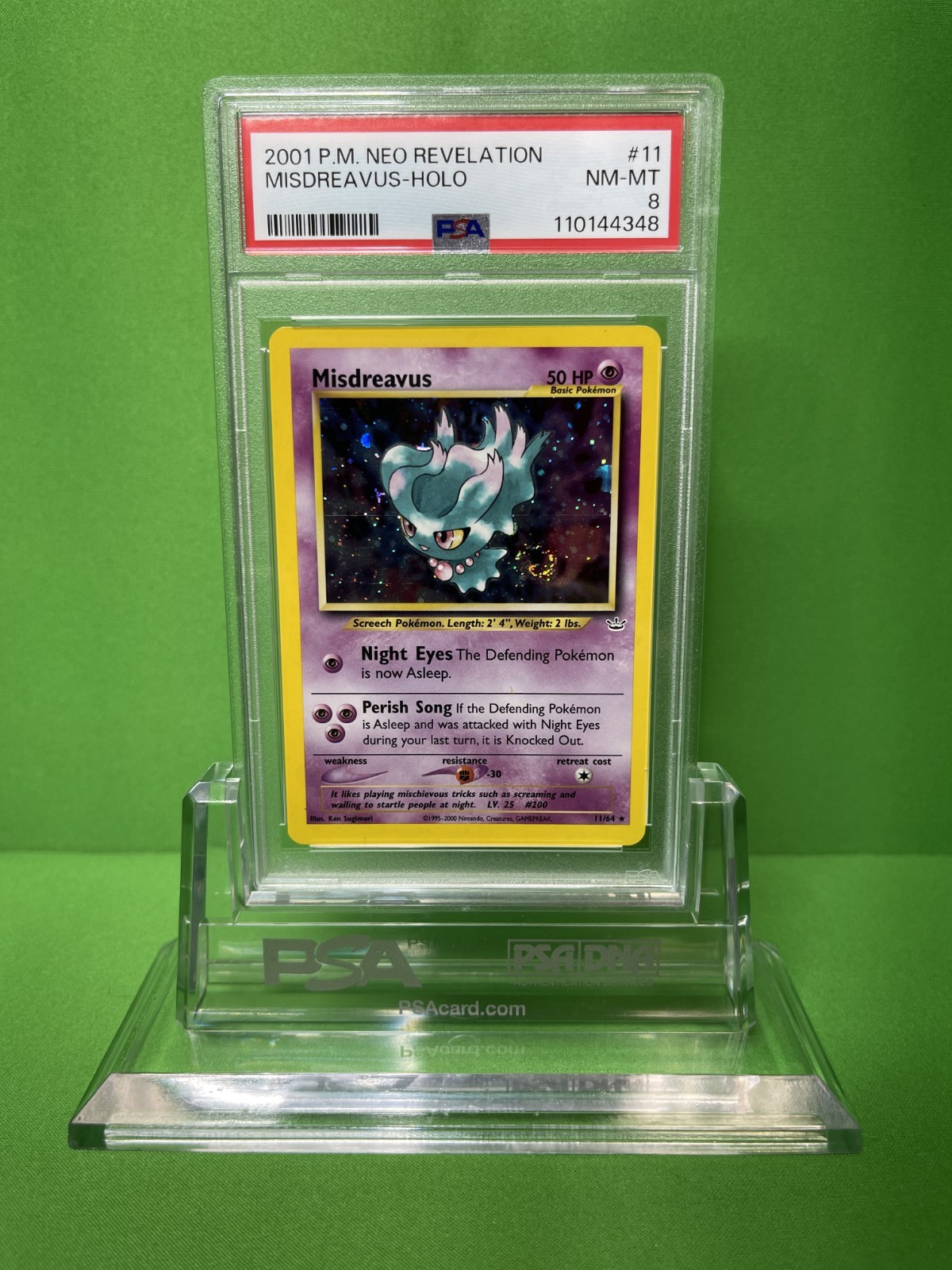 2001 POKEMON NEO REVELATION 11 MISDREAVUS-HOLO PSA 8
