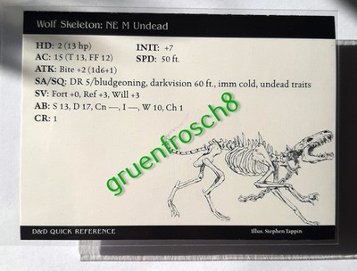  WOLF SKELETON  D&DB9  WIZARDS 2003  D&D MINIATURES GAMES CARD  DUNGEONS DRAGONS