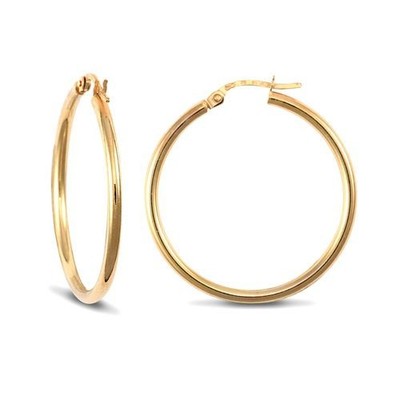 Creole Earrings 9ct Yellow Gold ultra light plain Womens Jewellery