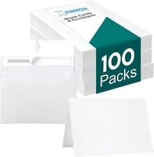 100 Pack Blank Cards Envelopes 4x6 White Folded Cardstock Self Seal