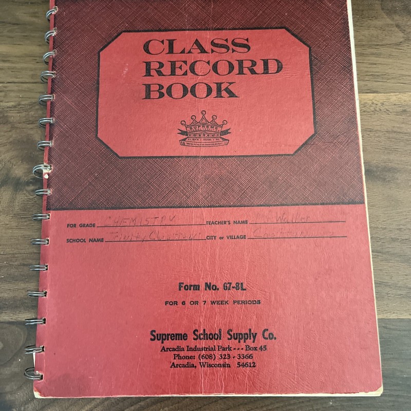 VINTAGE SPIRAL CLASS RECORD BOOK /SUPREME SCHOOL SUPPLY CO. No.67-8L UNUSED
