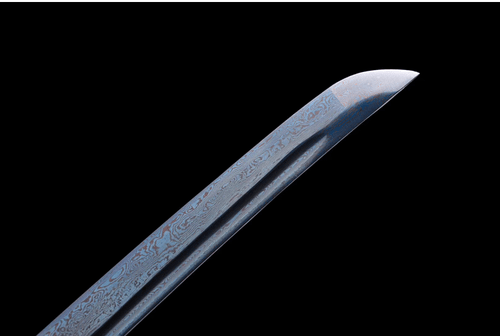 Handmade Japanese Samurai Sword Katana Blued Damascus Steel Orange Saya Brass Fi - Picture 13 of 13