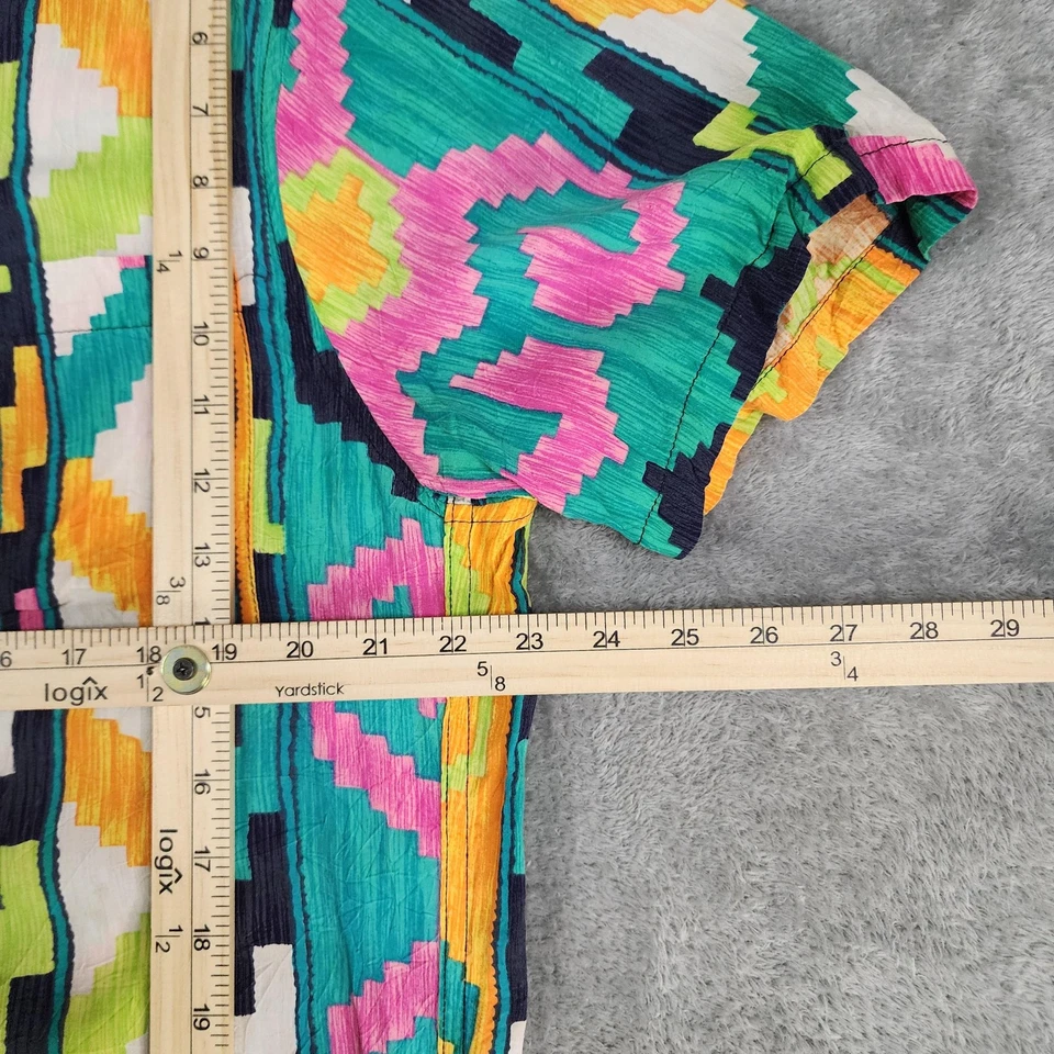 Jams World Shirt Mens Medium Surf Line Hawaii Crinkle Button Up 90s Vintage Top - Image 4 of 4