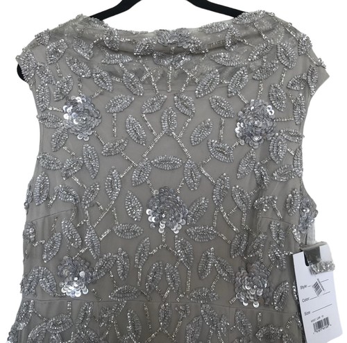 Mac Duggal Kleid Dress Größe 10 Wasserfallausschnitt U-Ausschnitt hinten Perlen Pailletten 93537 598 $ - Bild 11 von 15