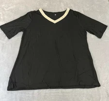 Vilove womens vneck short sleeve black short pajama set size XL