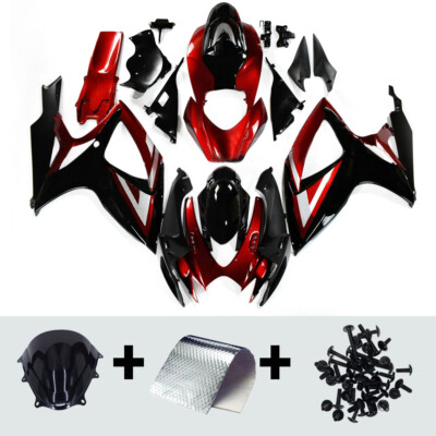 Fairing For GSXR600 750 2006 2007 K6 Suzuki Black Red Silver Bodywork Plastics