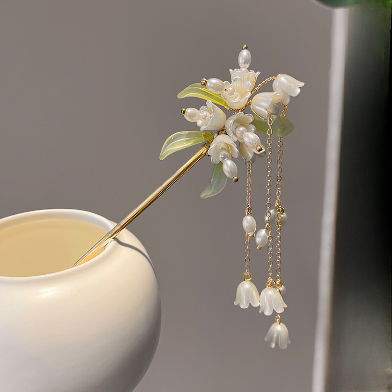 Pearl Bell Orchid tassel Hairpin Hairpin Qipao Hanfu Hairpin