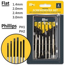 PRECISION SCREWDRIVER SET 6Pc Mini Small Phillips Slotted Flat Glasses Repair