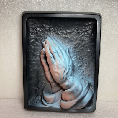 Prayer By Victor Creative Arts 1959 Vintage Framed Hands Blue Pink