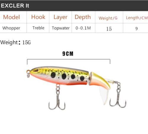 3 Stück Angelköder Whopper Plopper Topwater Floating Rotating Tail für Karpfen A-06 - Bild 3 von 5