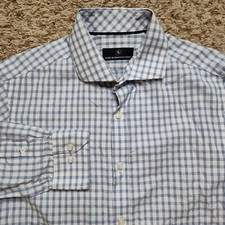 Hart Schaffner Marx Blue Plaid Mens Sz M Long Sleeve Button Up Shirt