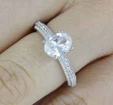 1.25CT Oval 925 Sterling Silver CZ Engagement Ring Wedding Band Size 3-11 ML4979