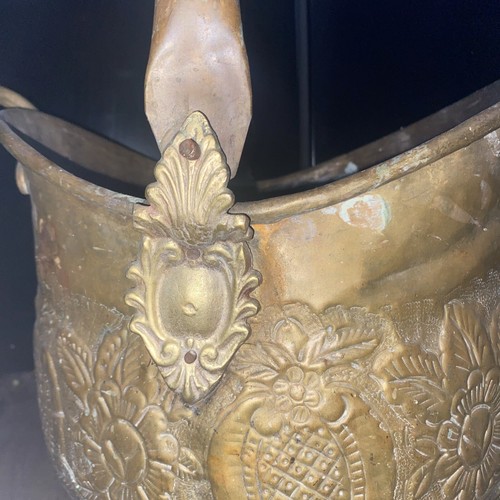 Brass Coal Bucket Handle Ornate Fire Side Scuttle Helmet - Picture 2 of 5