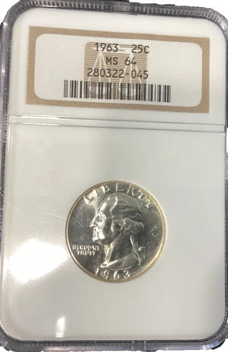 1963 Washington quarter MS64 NGC graded