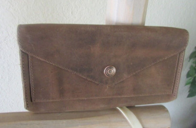 NEW HIDE & DRINK BROWN FULL GRAIN LEATHER FLAP COVER ENVELOPE WALLET