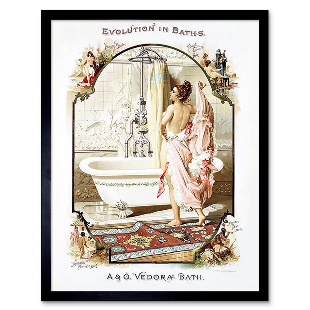 Advertising Bathroom Bathtub Bath Evolution Usa 12X16 Inch Framed Art