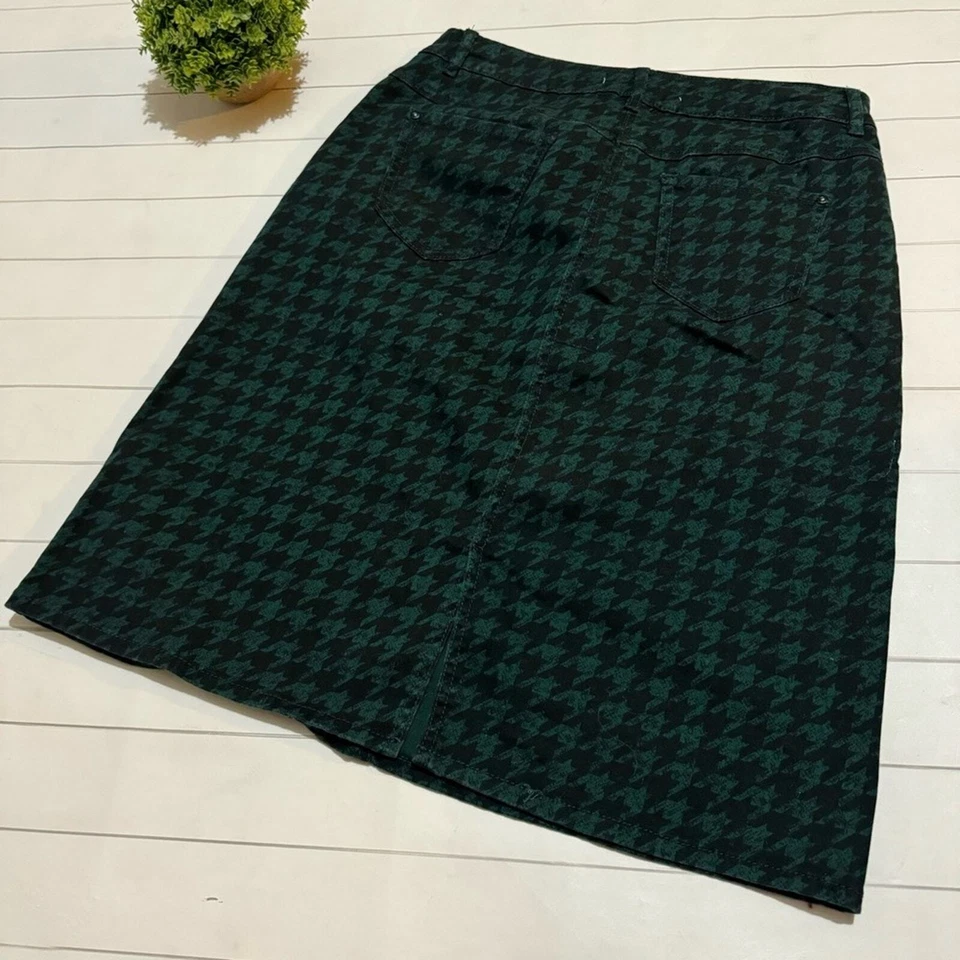 Cato зеленый черный гончая длинный скромный эластичной карандаш юбка женский размер 8 - Изображение 3 из 4