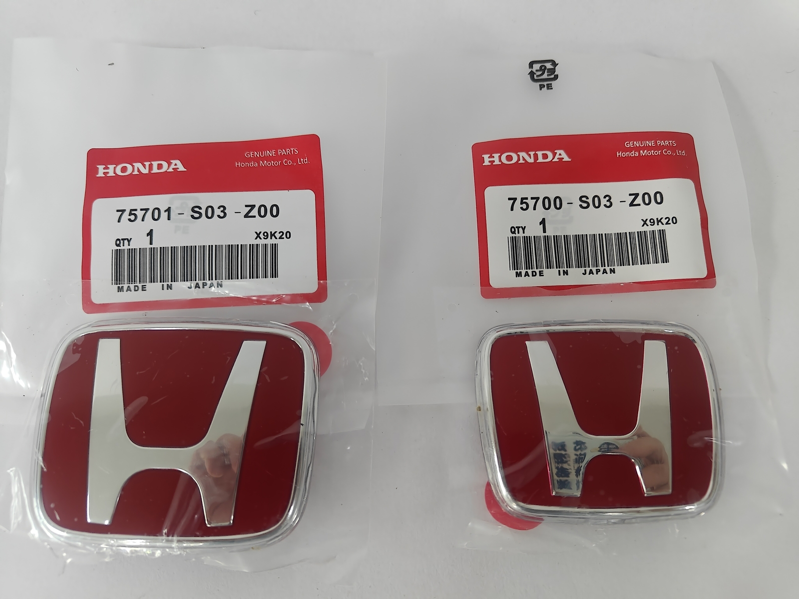 Front&Rear Emblem For Honda Civic 1996-2000 EK Type R Badge Red 1992-1995 Accord
