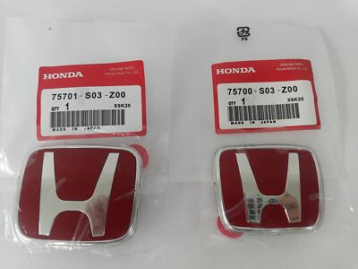 #ad #ad Frontamp;Rear Emblem For Honda Civic 1996 2000 EK Type R Badge Red 1992 1995 Accord $27.99