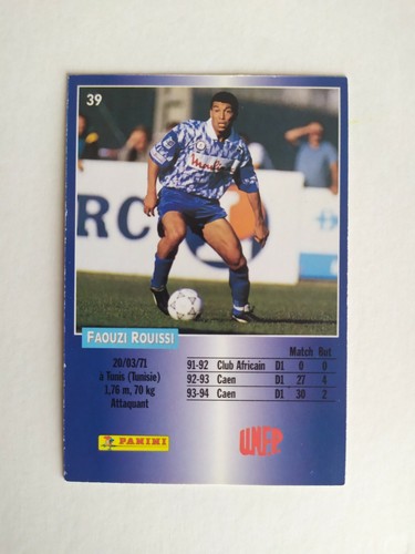 OFFICIAL FOOTBALL CARDS PANINI 1995 RIYAD ROUISSI n 39 OTTIMA - Afbeelding 2 van 2