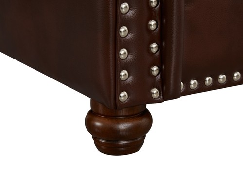 Classic Faux Leather Sofa Upholstered Couch with Nailhead Trim Removable Cushion - Picture 28 of 206