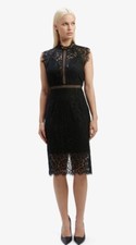 Bardot Lace Panel Midi Dress In Black Size 10 Little Black Dress
