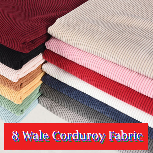 Corduroy 8 Wale Fabric No Stretch Cushion Cover Dress Making Upholstery - Afbeelding 1 van 24