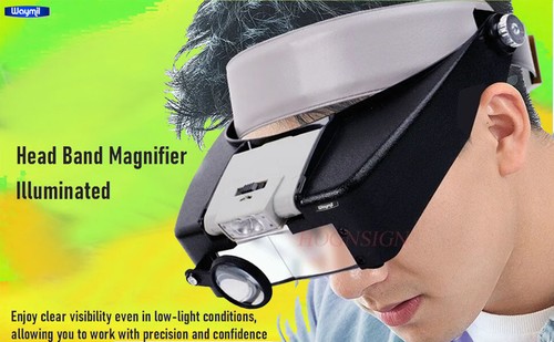 Jewelers Head Headband Magnifier LED Illuminated Visor Magnifying Glasses Loupe - Picture 3 of 12