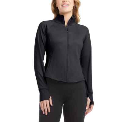 Jockey Ladies' Tulip Hem Yoga Jacket, Arctic, Black Small Medium B80