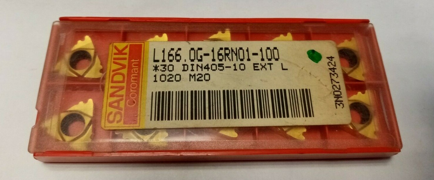 Plaquette de filetage Sandvik L166.OG-16RN01-100 évite l'usure prématurée sur acier M20