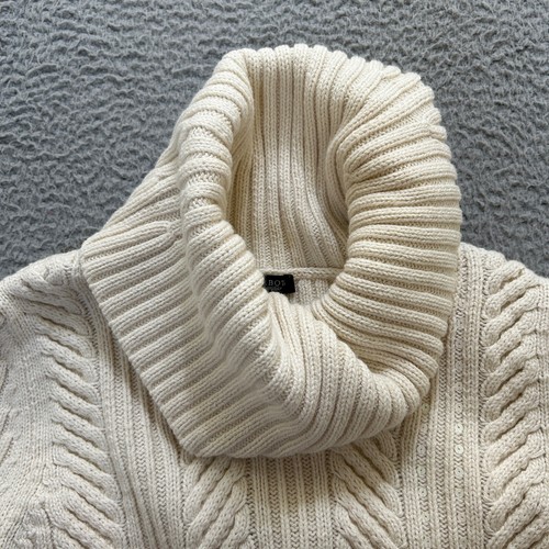 Talbots Chunky Knit Turtleneck Sweater Womens Medium Cream Wool Fisherman Y2K - Picture 4 of 10