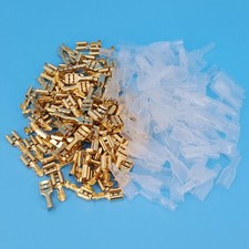 100Pcs Golden 6.3mm Female Spade Quick Disconnect 22-16 AWG Wire Crimp Terminals