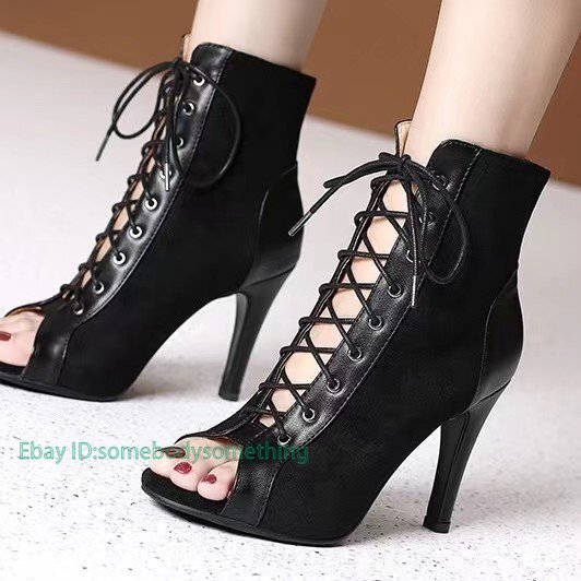 Women Latin Dance Practice Boots Suede Ballroom Tango Salsa High Heeled Shoes