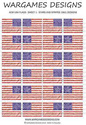 10 mm Flaggen - ACW USA - Blatt 1 - Schwarzpulver