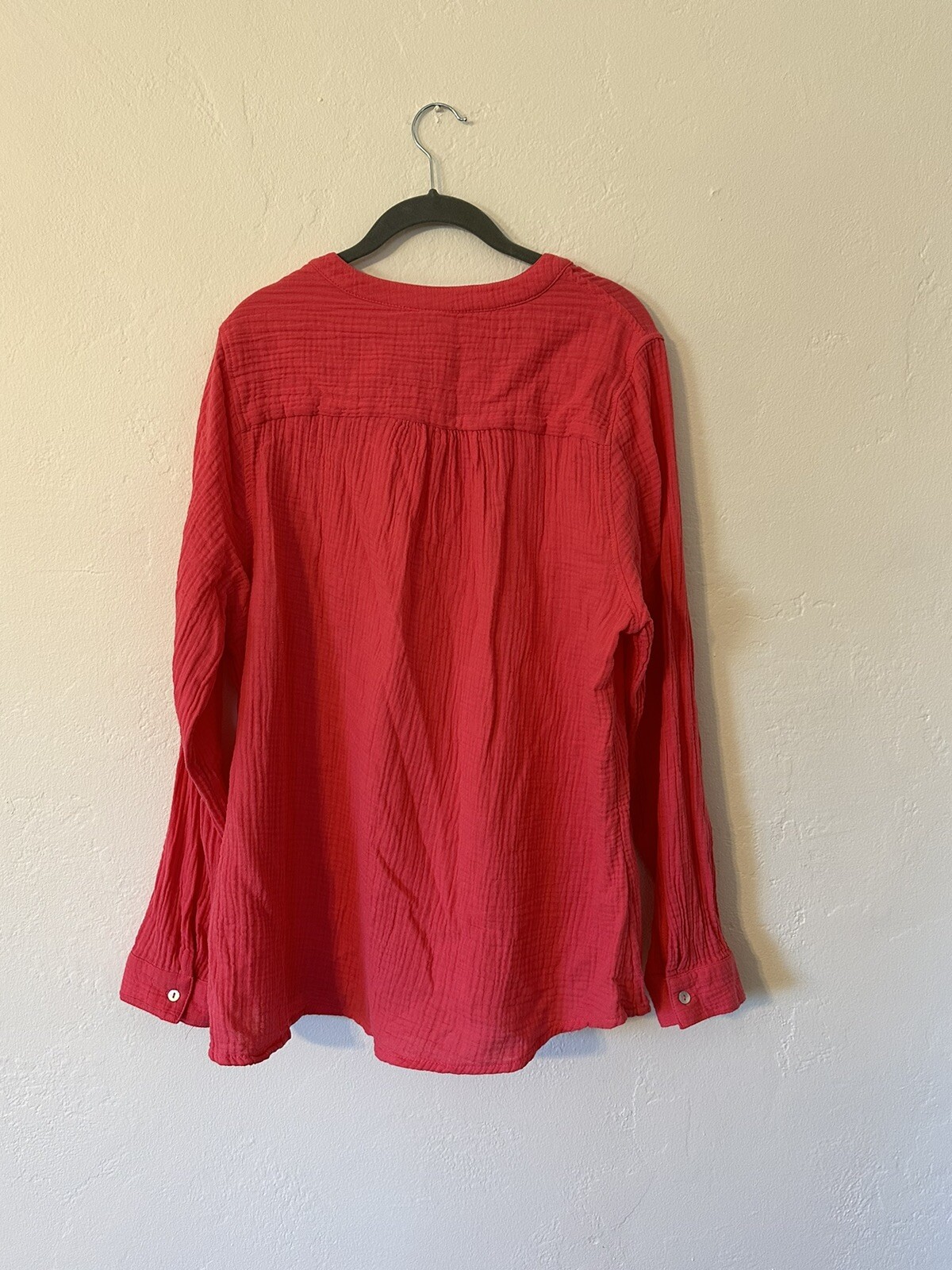 Mote Shirt Womens Plus XXL Tunic Pink Gauze Crinkle Shirred Blouse 100