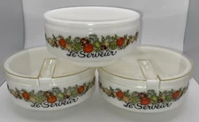 Vtg Gemco Corning Ware Spice of Life “Le Serveur” Condiment Dish 3 Bowls 2 Lids