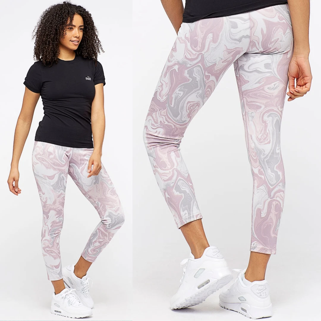 Nike Pink Marble Print High Rise Leg-A-See Leggings | Women's M